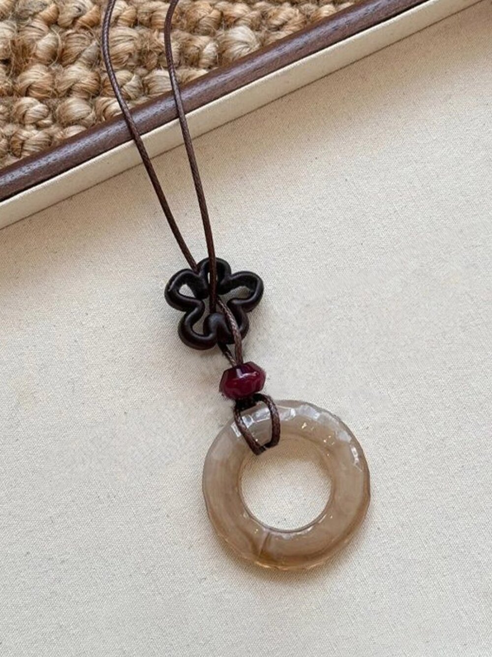 Long Pendant Necklace Walnut Flower Minimalist Chic Everyday Wear Minimal Style